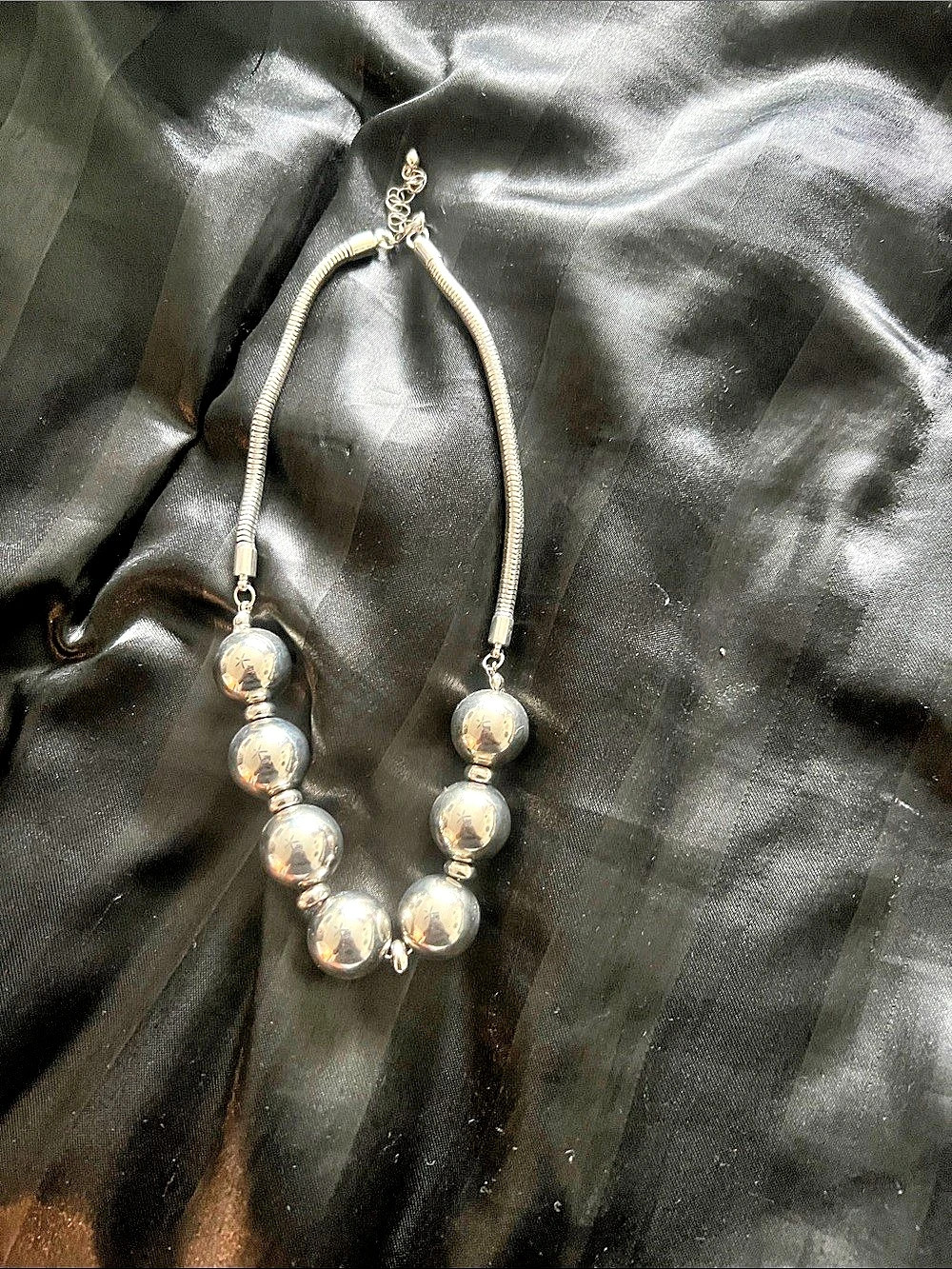 Silver-Tone Beaded Statement Necklace
